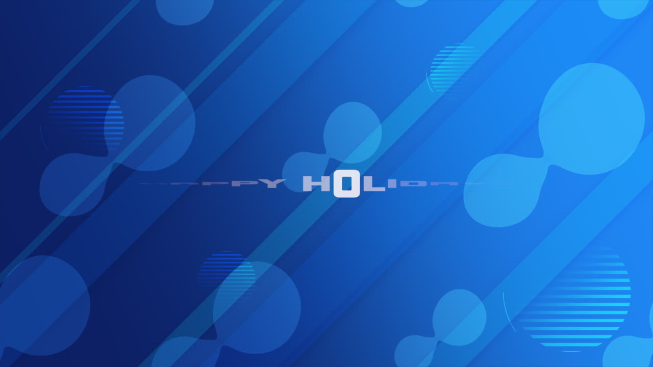 행복한 휴일 텍스트와 함께 현대적이고 축제적인 파란색과 색 패턴