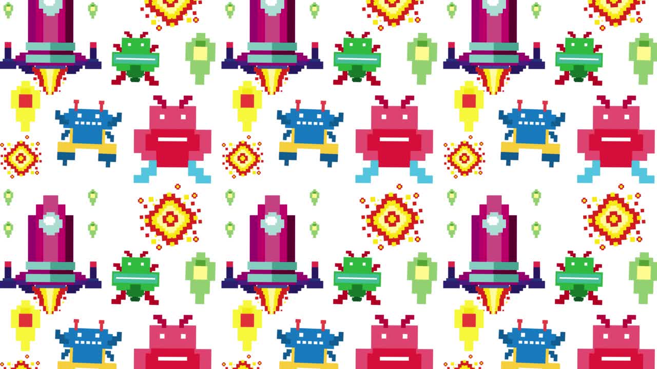 robots vibrantes y patrones en movimiento sin problemas