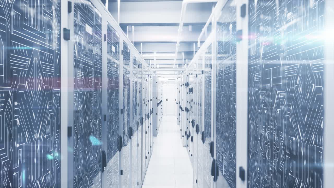 Animation of connections and data processing over computer servers