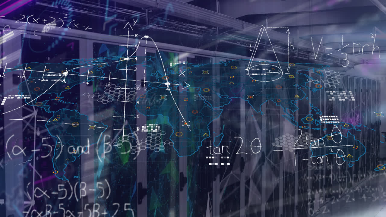 Animation of data processing over server room