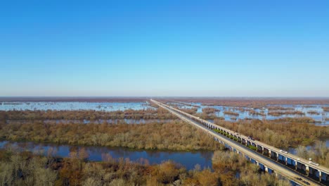 Cuenca-Del-Río-Atchafalaya-De-Luisiana,-Increíble-Panorama-Aéreo