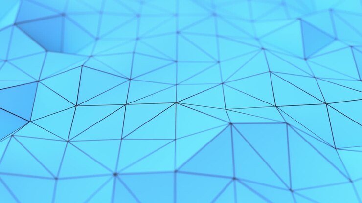 Sininen low poly -siirtymäpinta mustilla viivoilla