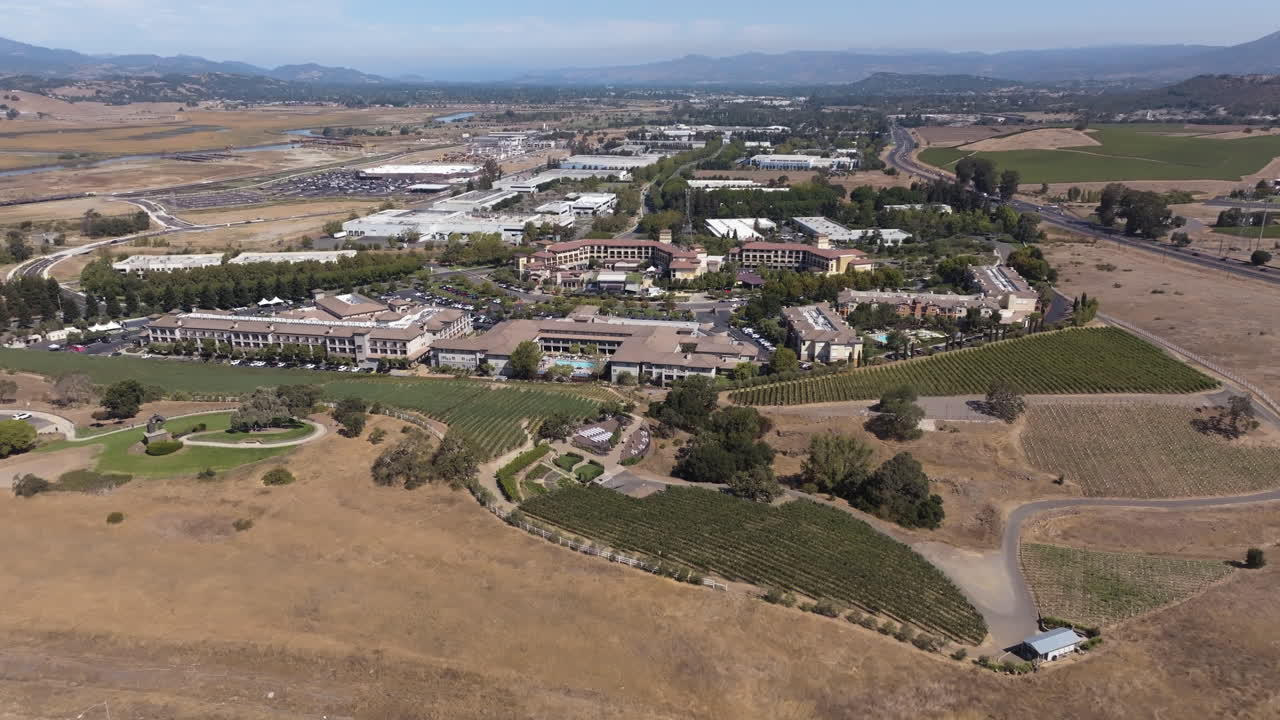 Landscape Of Napa County With Vineyards And Neighborhood In San Francisco, California - Drone Shot