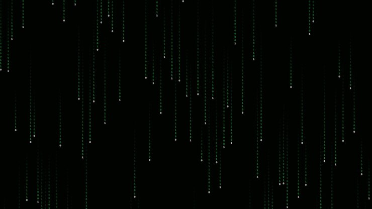 Digital Matrix Rain with Falling Binary Code