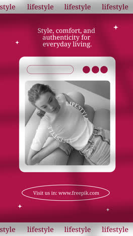 modern lifestyle promotion with woman on sofa