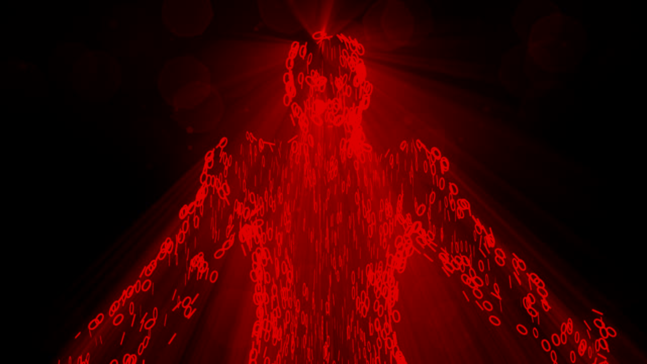 hombre binario con esfera brillante computadora internet web datos netos 0 1 4k