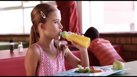 portrait of schoolgirl having breakfast