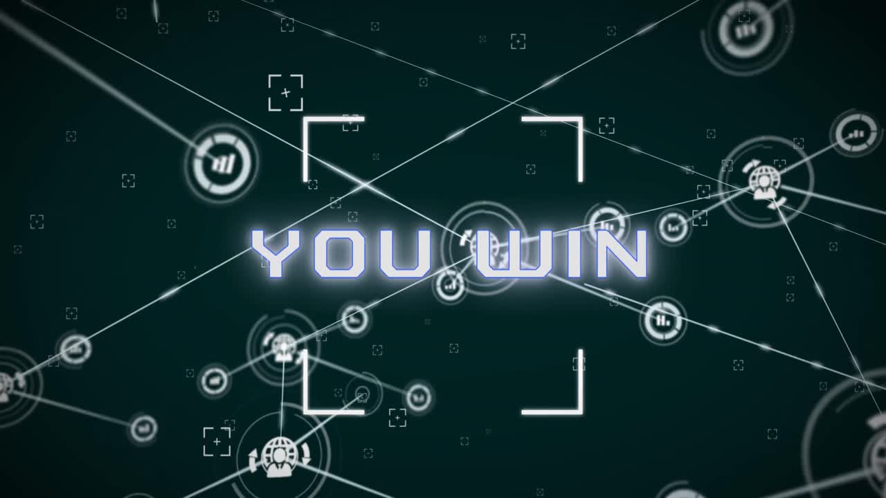 지구와 그래프 아이콘으로 연결된 사람보다 텍스트를 이기는 뷰파인더의 애니메이션