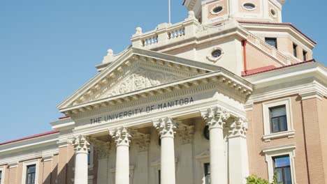 static low angle shot of university of manitoba's marble administration building in winnipeg