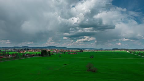 drone flying over a farm field