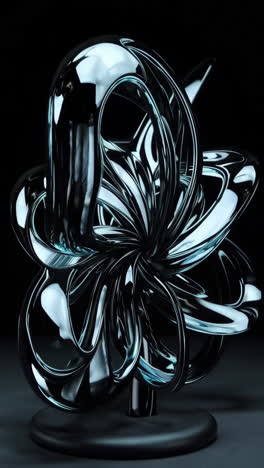 abstract metallic sculpture on dark background