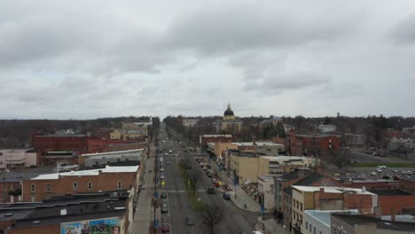 4k aerial canandaigua new york main street up