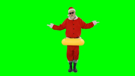 Der-Weihnachtsmann-Steckt-Im-Aufblasbaren-Schlauch-Fest
