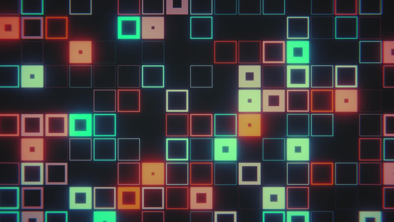 Seamless Loop of Glowing Digital Squares Pattern