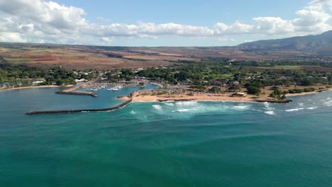 Marina-And-Sea-Walls-At-Haleiwa-Boat-Harbor-On-The-North-Shore-Of-Oahu-in-Waialua-Bay,-Hawaii,-USA