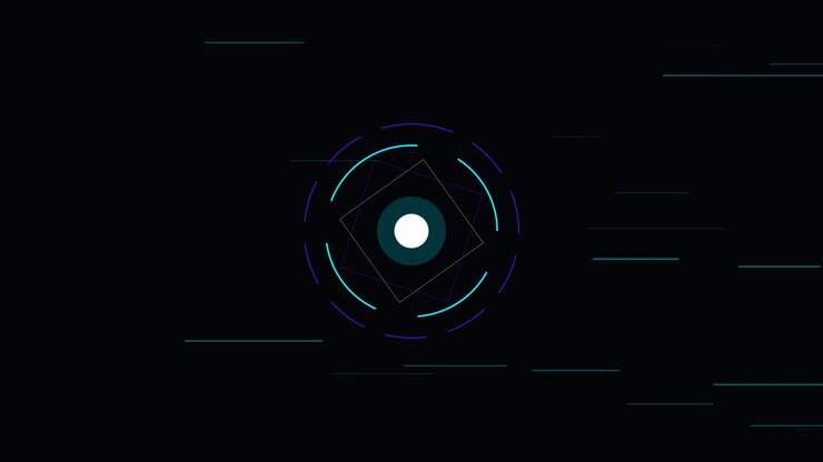 Abstract Digital HUD Interface with Rotating Geometric Shapes