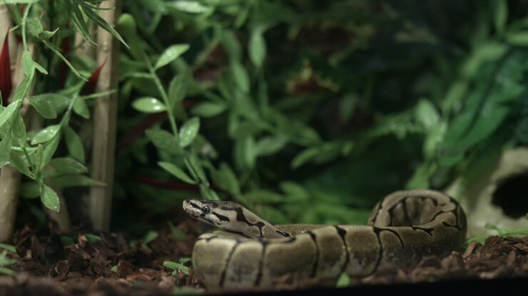 Ball Python With Tongue Sticking Out - close up