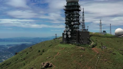 Hong-Kong,-China,-Asia-the-tallest-mountain-Tai-Mo-Shan-Peak-in-Hong-Kong-Aerial-Top-view-Shot