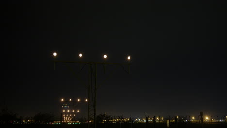 night landing lights at airport