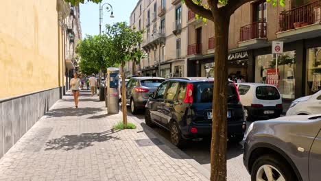 people and vehicles on a bustling street