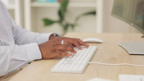 Computer,-keyboard-and-hands-of-black-man-typing