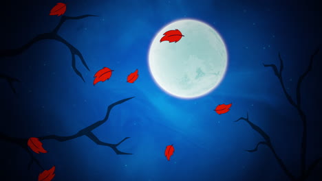 Halloween-Hintergrundanimation-Mit-Blättern-Und-Mond-2