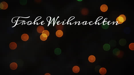 animation of german greeting text over christmas fairy lights