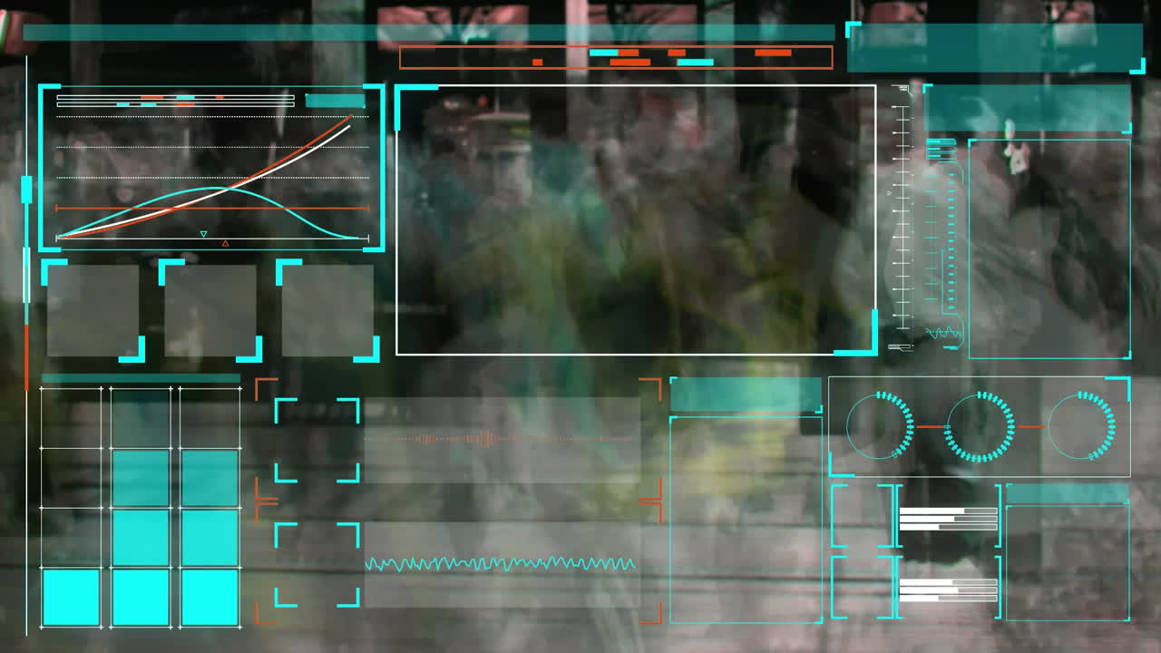 도시에서  ⁇ 는 사람들 위에서 데이터 처리의 애니메이션