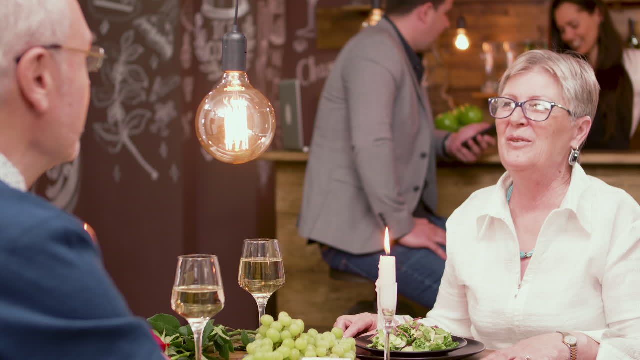 People having dinner in a restaurant