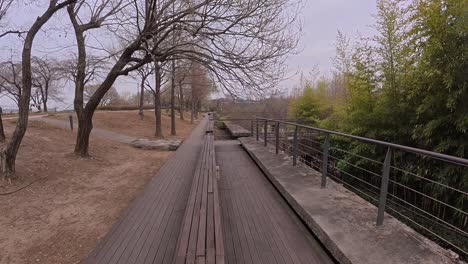 pov walking at seonyudo park in seoul, south korea