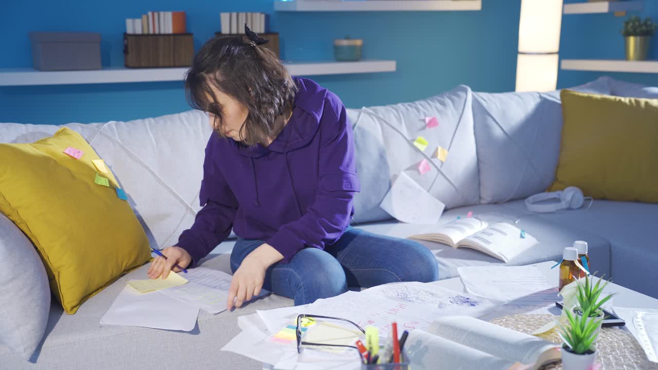 la joven pensativa está confundida e incapaz de pensar.