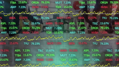 Animation-of-stock-market-over-people-walking