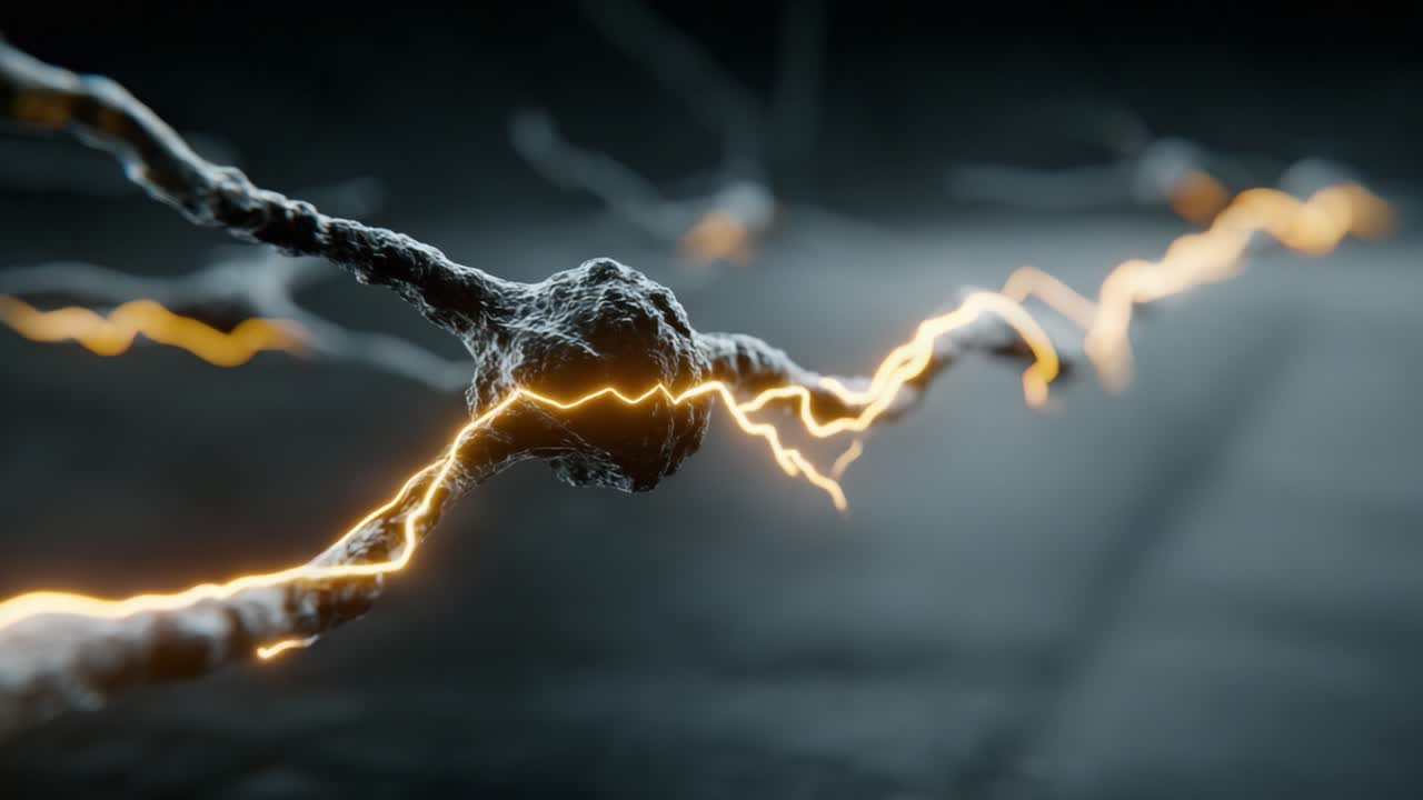 Dynamic Close-Up of Neurons Firing Electric Signals, Capturing the Intricate Connection Between Neural Pathways in a Stunning Visual Display of Neuroelectric Activity