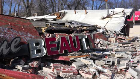 the ruins of a destroyed beauty salon following rioting  in ferguson missouri make an ironic statement  3