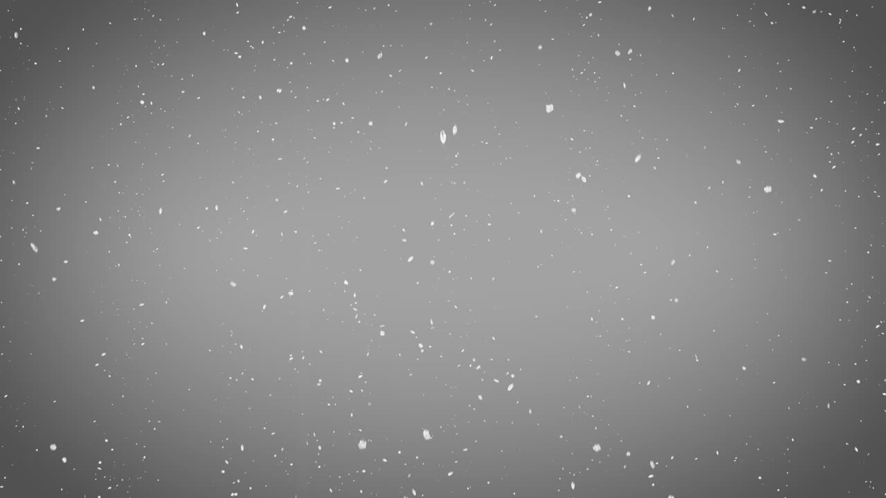 Abstract Falling White Snow Particles on Gray Background