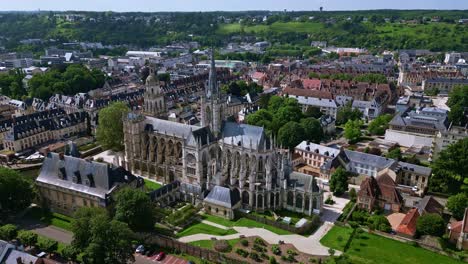 aerial view of evreux cathedral and city, normandy, france