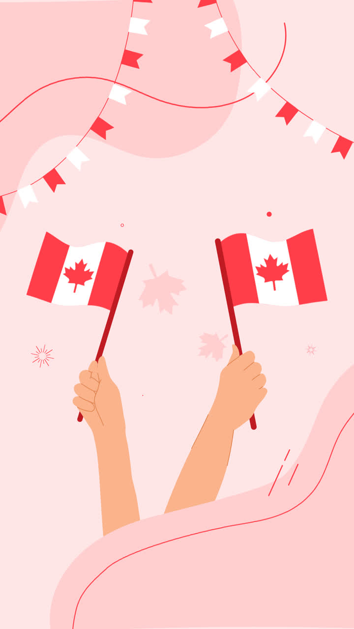 Motion Graphic of Flat background for canada day celebration