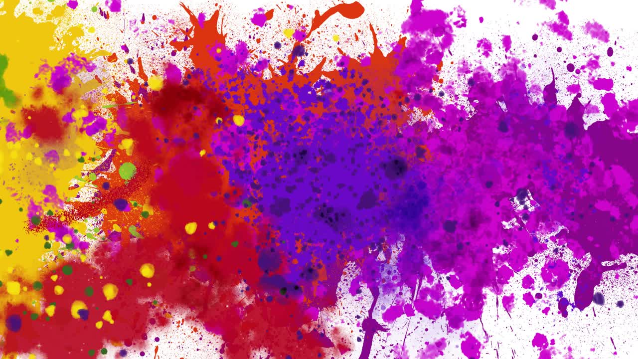 animación de salpicaduras multicolores de pintura sobre un fondo blanco