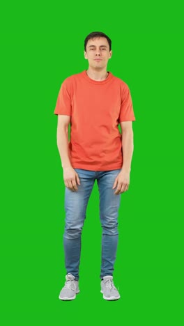 excited man celebrating and shouting on green screen