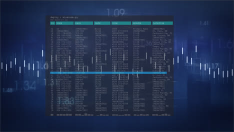 Animation-of-interface-with-data-processing-against-blue-background