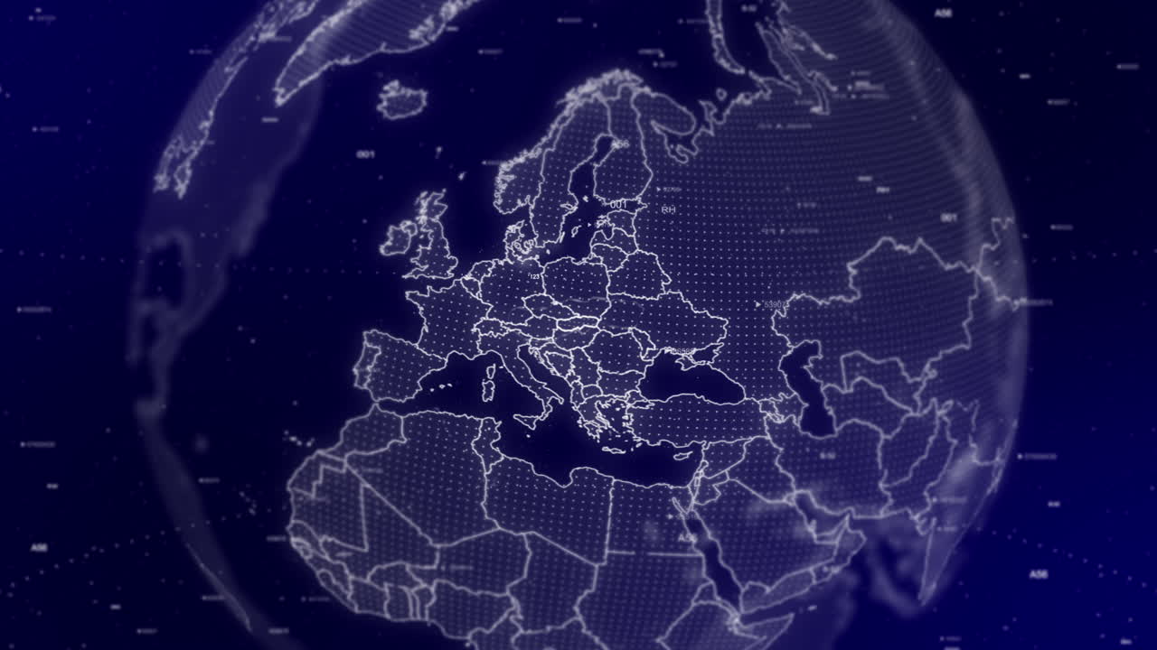 A cinematic video background showcases a digital globe rotating, zooming in on Slovakia country