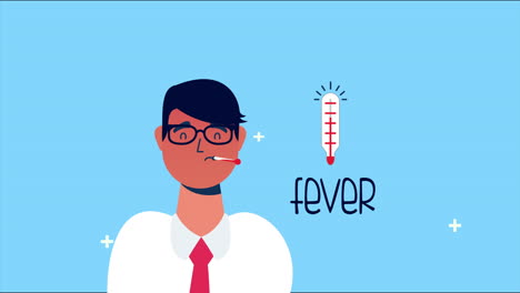 sick person with fever covid 19 pandemic