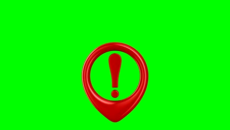 rotación de un signo de exclamación en fondo verde. renderizado en 3d aislado