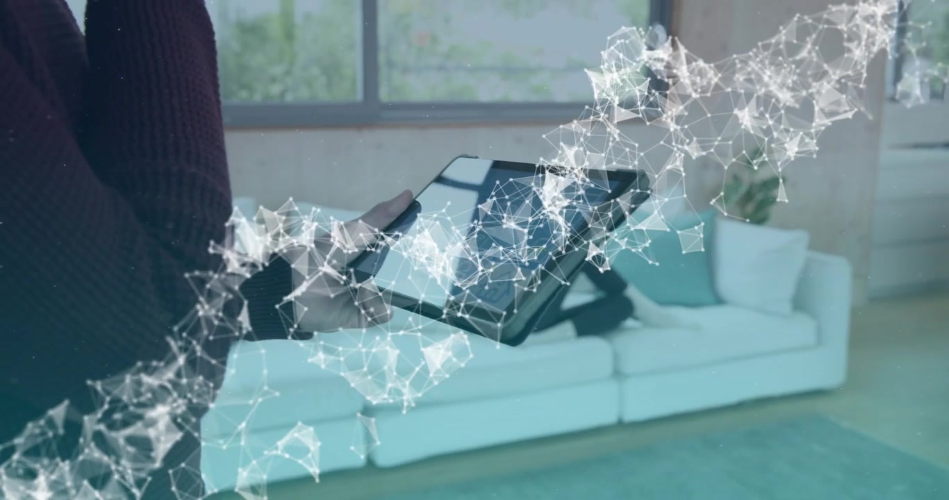 Tablet user tapping climate icon and activating overlay while adjusting home climate lighting
