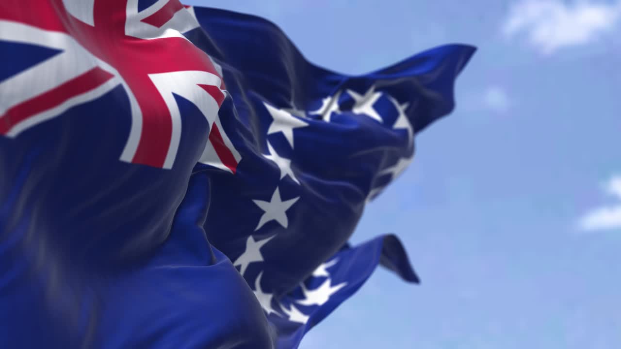 바람에 흔들리는  제도의 국기, 느린 동작으로 완벽한 루프, 4k 해상도