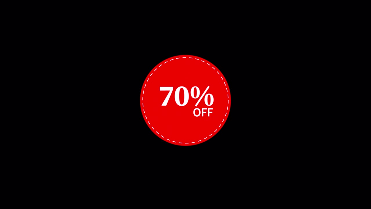 70 Percent Off Discount Badge on Black Background