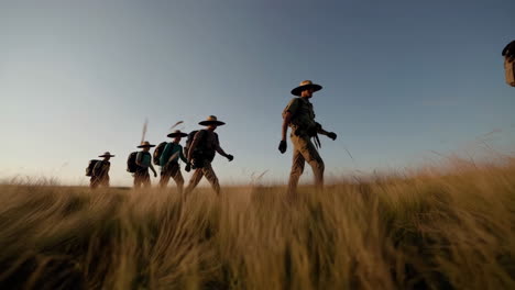 hikers in a field