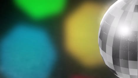 animation of retro mirror disco ball and christmas fairy lights flickering