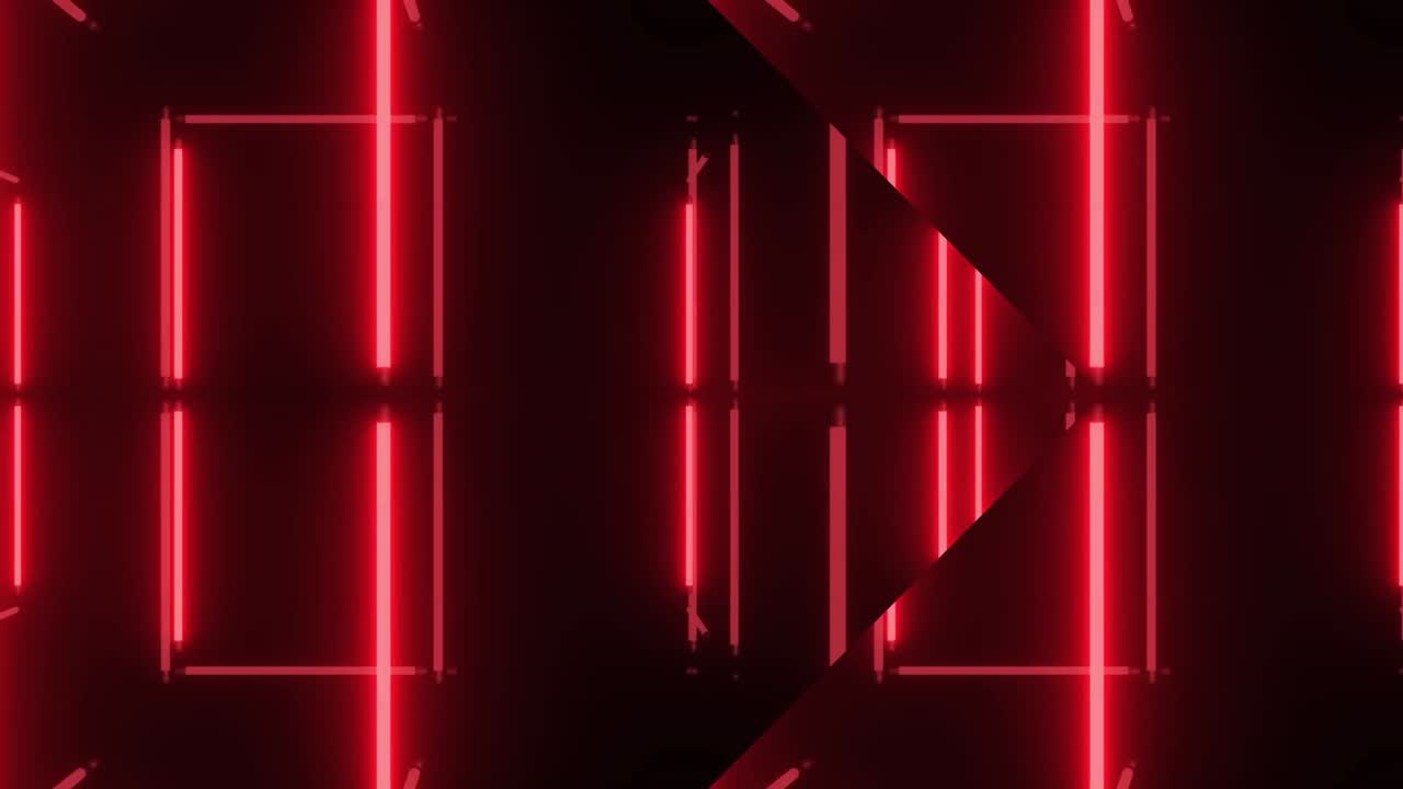 túnel geométrico de neón rojo