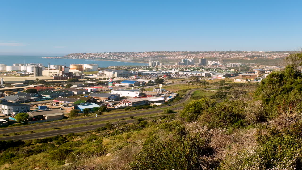 모셀 베이 산업 지역, 가든 루트, 남아프리카 공화국의 높은 전망